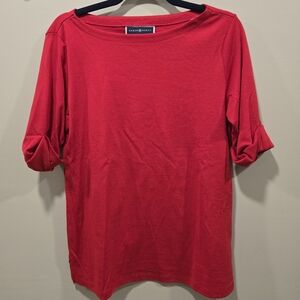 NWT Karen Scott Red 3/4 Sleeve Relaxed Blouse